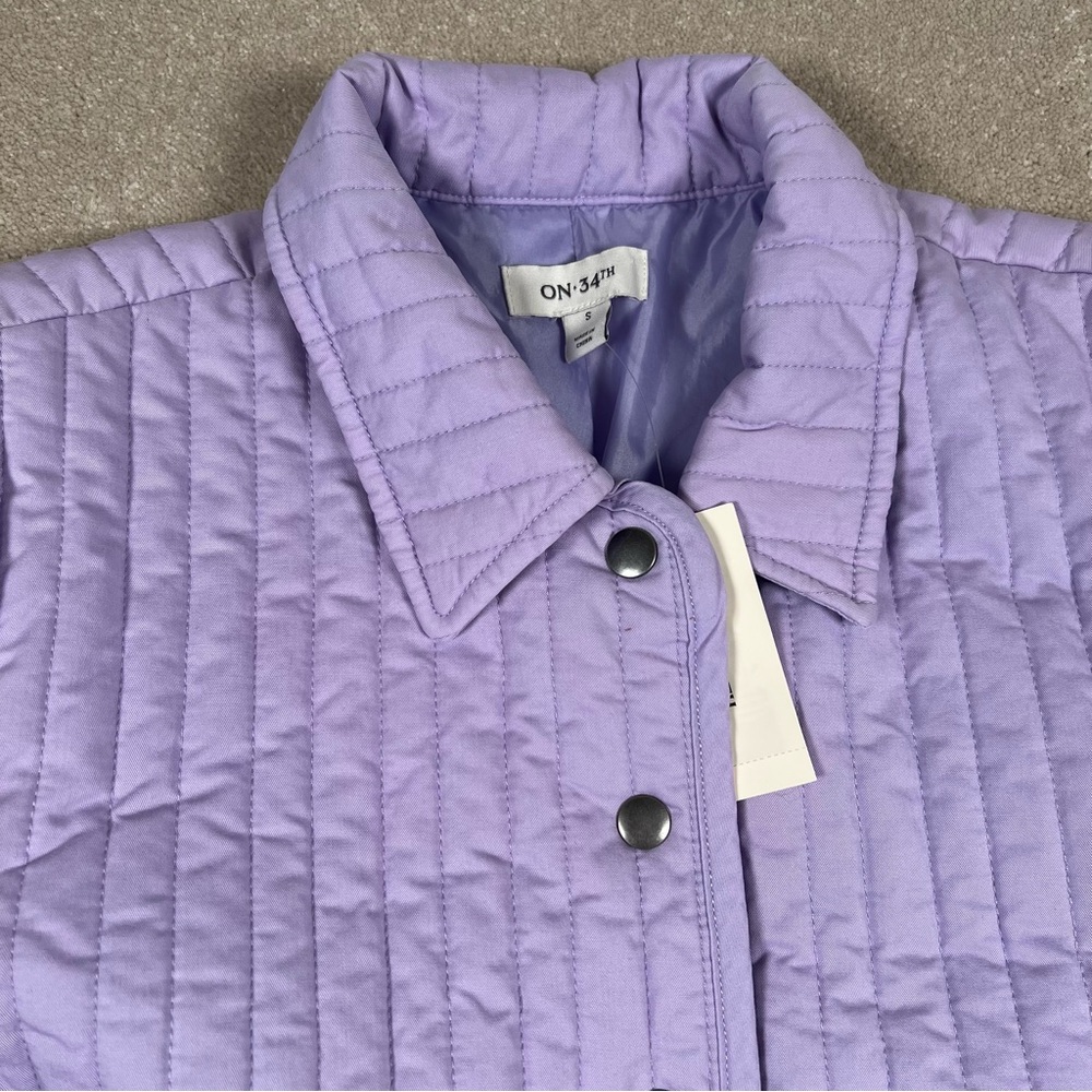 On 34th NWT Purple Channel Quilted Chore Jacket Snap Front Patch Pocket Womens S - Picture 2 of 11